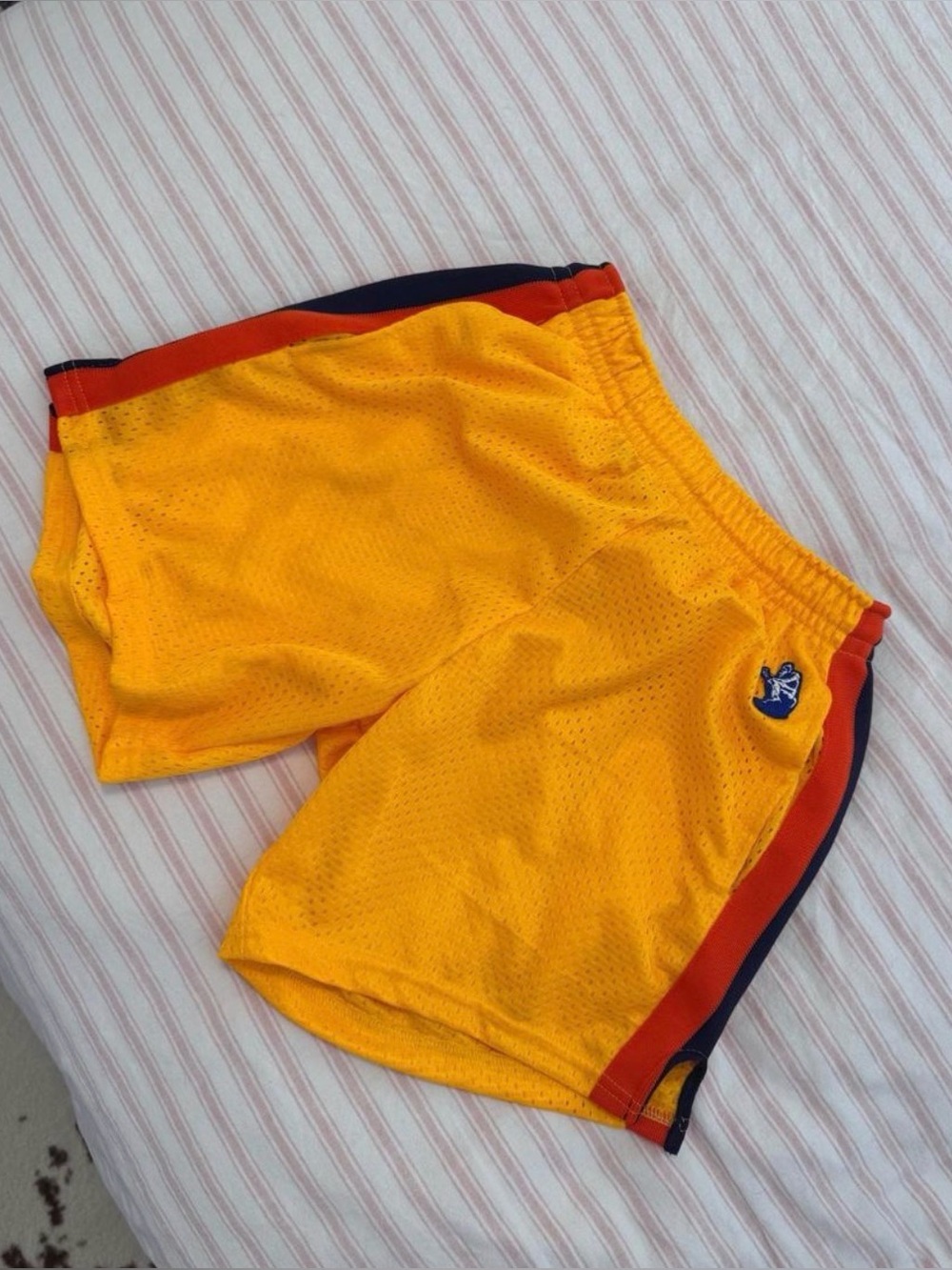 Relax Lacrosse Brand Yellow Athletic Mesh Shorts with Side Stripes sz S